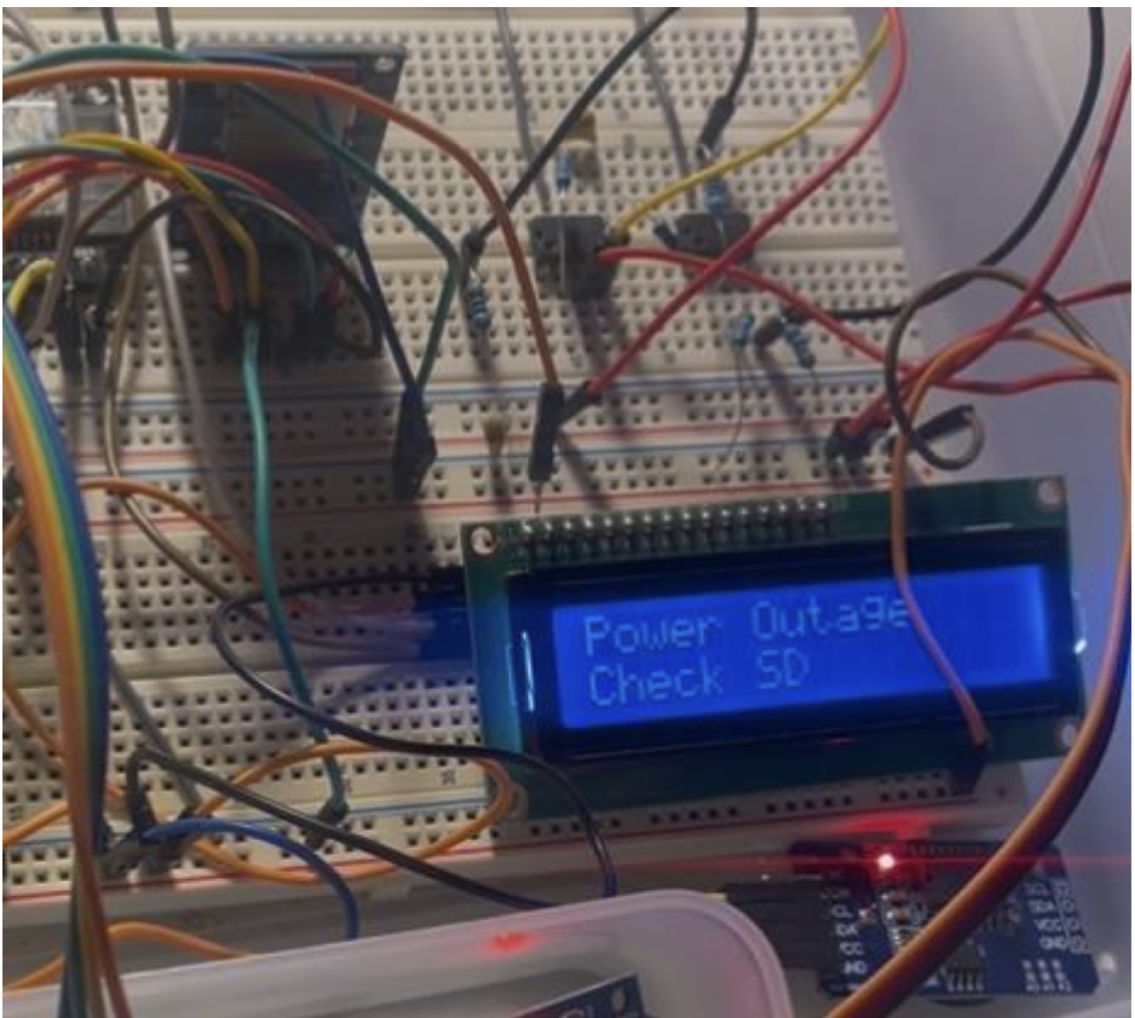 LCD showing a power outage alert